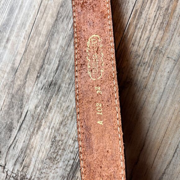 Nocona Western Tooled Leather Belt Size 32 Brown Cowboy Artisan Vintage Layer main image 9